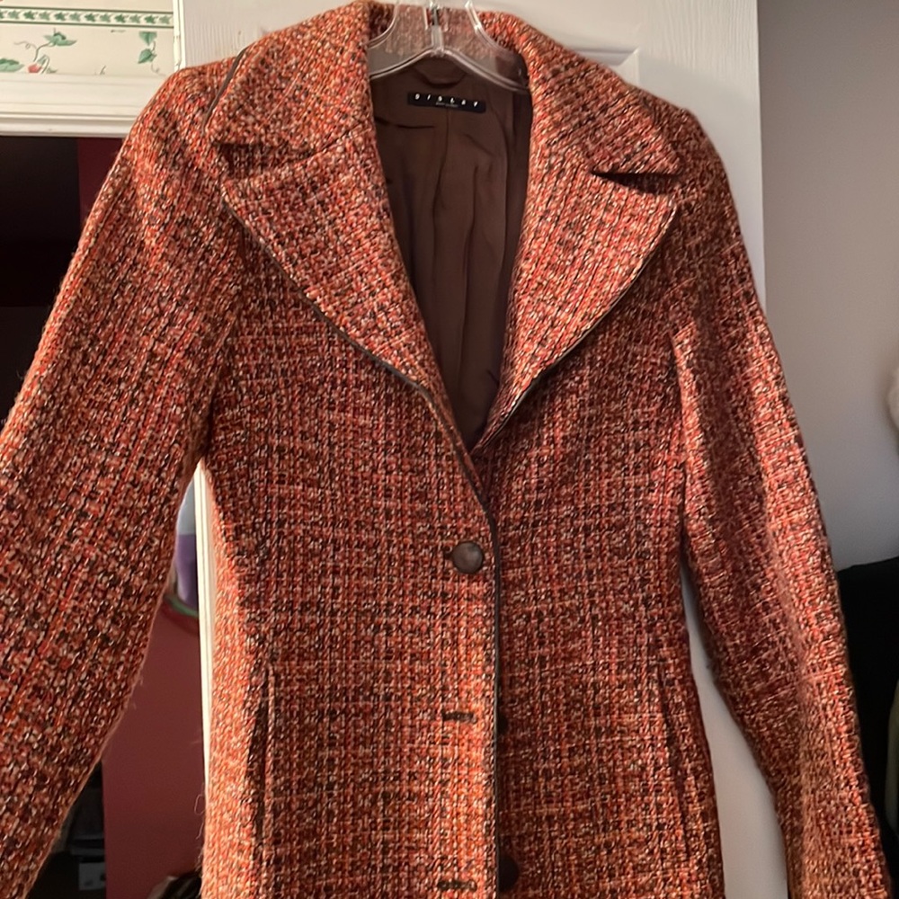 Sisley Orange Tweed Women's Coat